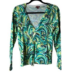 Merona | Long Sleeve Cardigan | Blue, Green & Yellow | Sz Medium